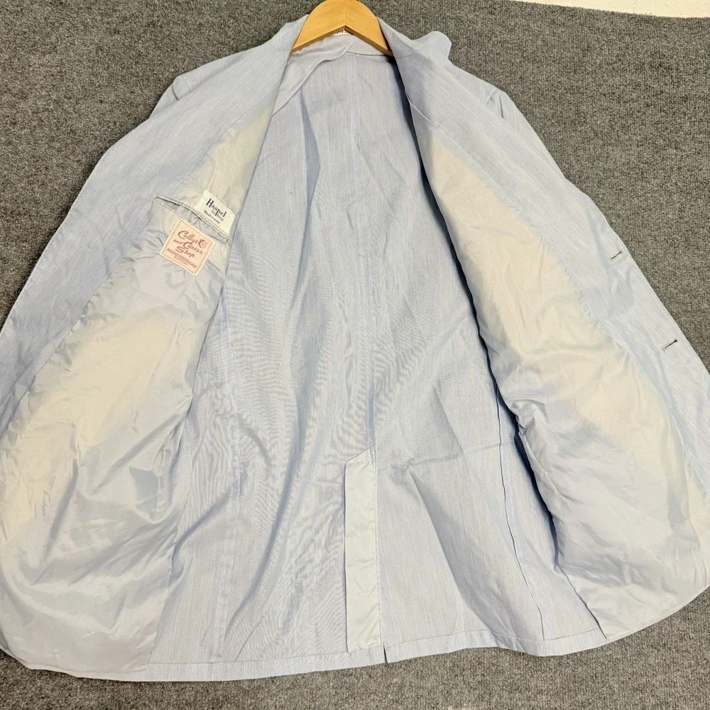 Haspels Sir Perior Blue Pin‎ Striped Jacket Wash & Wear Size 42 1950's Raleigh's